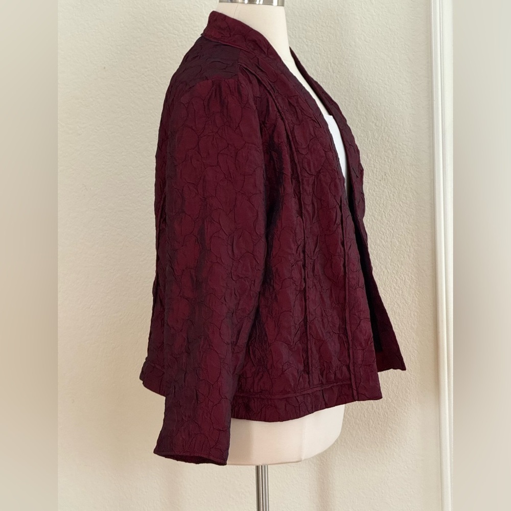Chico's Deep Burgundy Textured Blazer Size 16 (Chico’s size 3) - Picture 5 of 16